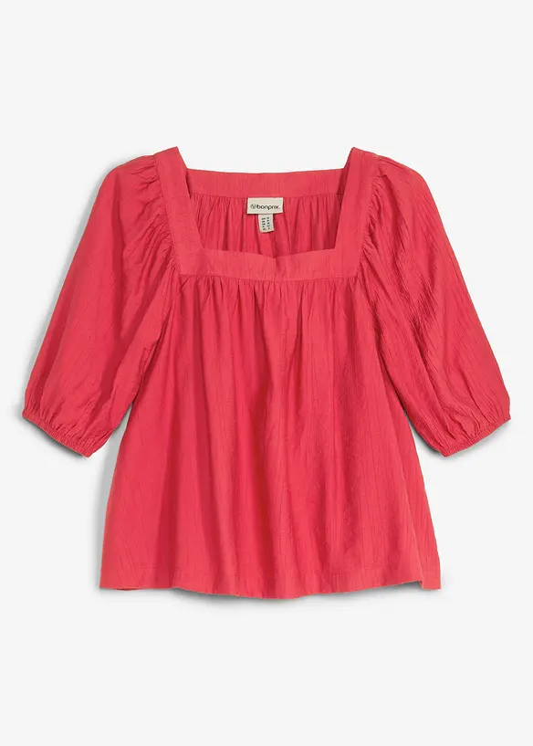 Bluse aus strukturiertem Crinkle in rot von vorne - bonprix