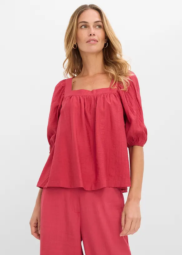 Bluse aus strukturiertem Crinkle in rot von vorne (im Anschnitt) - bonprix