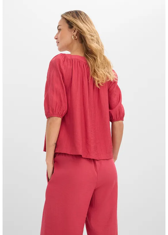 Bluse aus strukturiertem Crinkle in rot von hinten (im Anschnitt) - bonprix