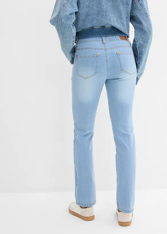 Straight Jeans Mid Waist, Stretch in blau von hinten - bonprix