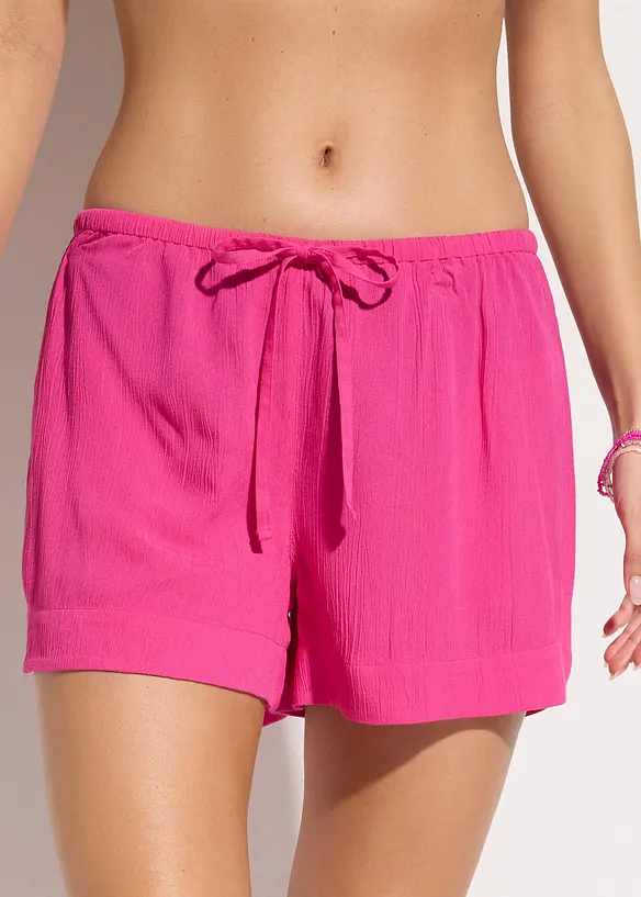 Strandshorts aus strukturierter Viskose in pink von vorne - bonprix