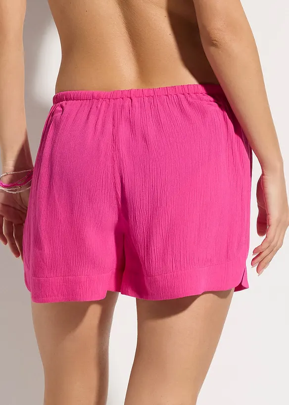Strandshorts aus strukturierter Viskose in pink von hinten - bonprix