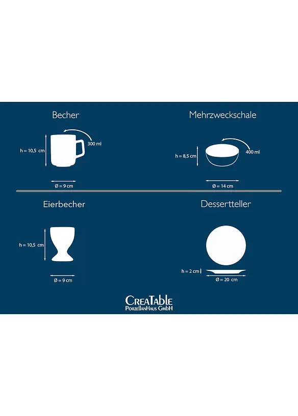 CreaTable Frühstücksservice (16-tlg. Set) in weiß (Detailaufnahme) - CreaTable