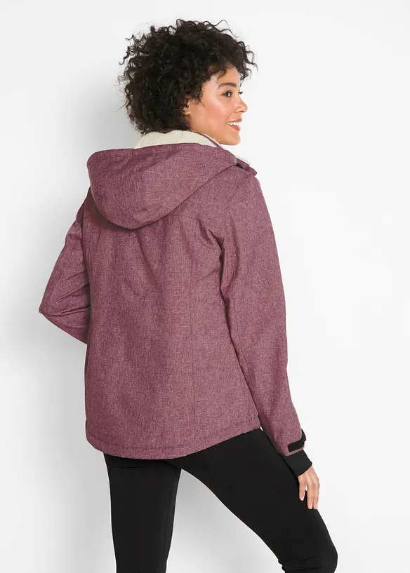 wasserdichte Outdoor-Funktions-Jacke mit Teddyfleece in rot von hinten (im Anschnitt) - bonprix