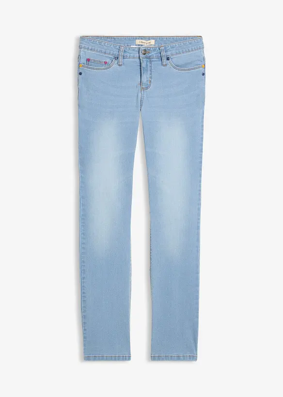 Straight Jeans Mid Waist, Stretch in blau von vorne - bonprix