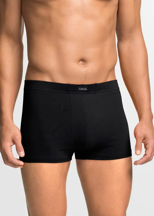 Boxershorts eng mit Baumwolle (3er Pack) in schwarz von vorne - bonprix