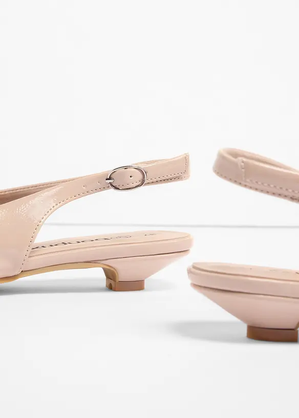 Sling-Ballerinas in Lackoptik in beige - bonprix