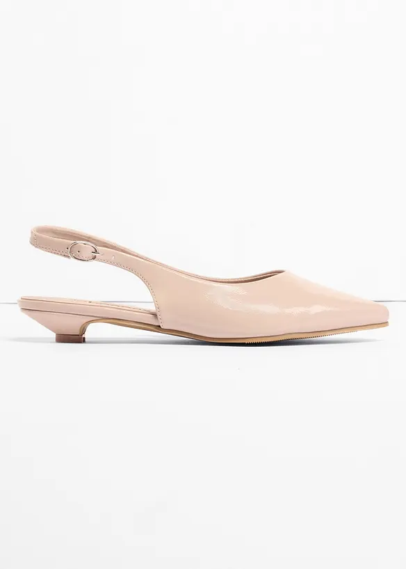 Sling-Ballerinas in Lackoptik in beige - bonprix