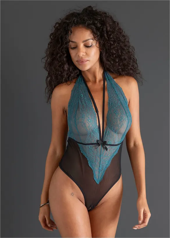 Stringbody ouvert in schwarz von vorne (Totalaufnahme) - bonprix