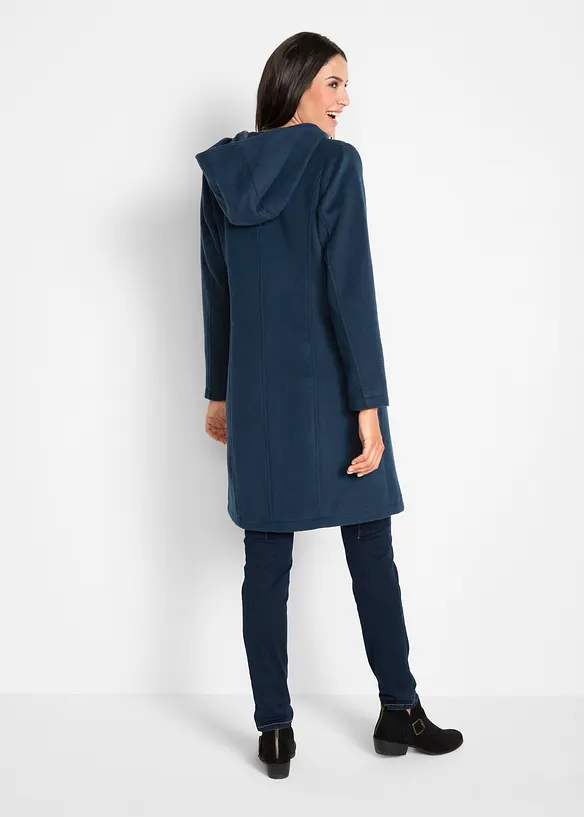 Dufflecoat in Wolloptik in blau von hinten (Totalaufnahme) - bonprix