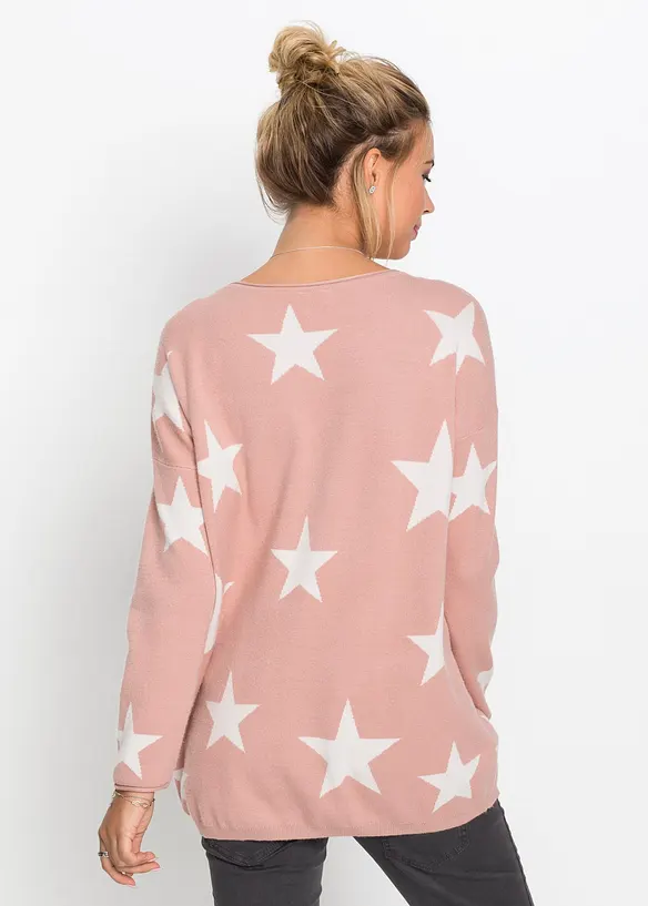 Oversize-Pullover aus softem Viskose-Mix in rosa von hinten (im Anschnitt) - bonprix