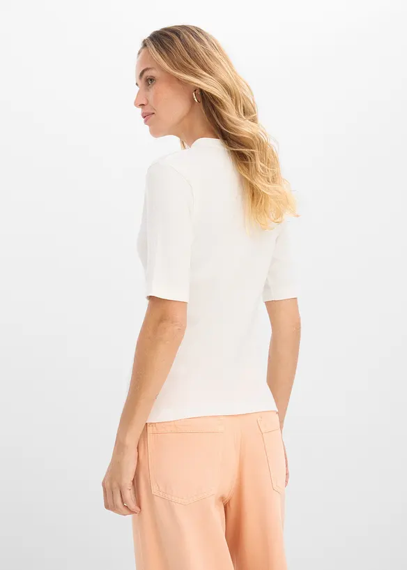 Rippshirt aus reiner Bio-Baumwolle in weiß von hinten (im Anschnitt) - bonprix Rippshirt aus reiner Bio-Baumwolle in weiß von hinten (im Anschnitt) - bonprix
