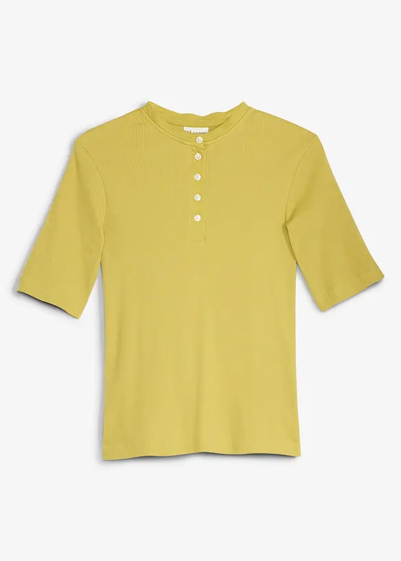 Rippshirt aus reiner Bio-Baumwolle in grün von vorne - bonprix