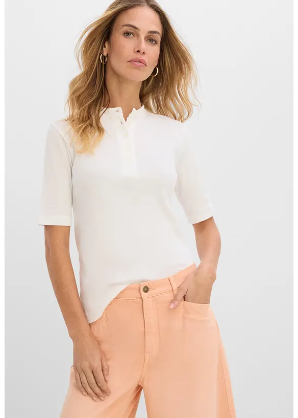 Rippshirt aus reiner Bio-Baumwolle in weiß von vorne (im Anschnitt) - bonprix Rippshirt aus reiner Bio-Baumwolle in weiß von vorne (im Anschnitt) - bonprix