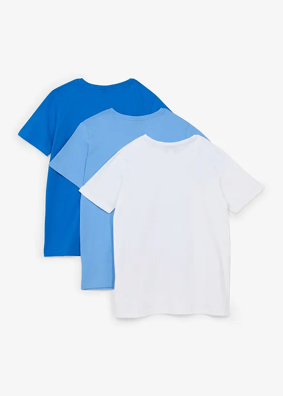 T-Shirt aus Bio-Baumwolle (3er Pack) in blau von hinten - bonprix