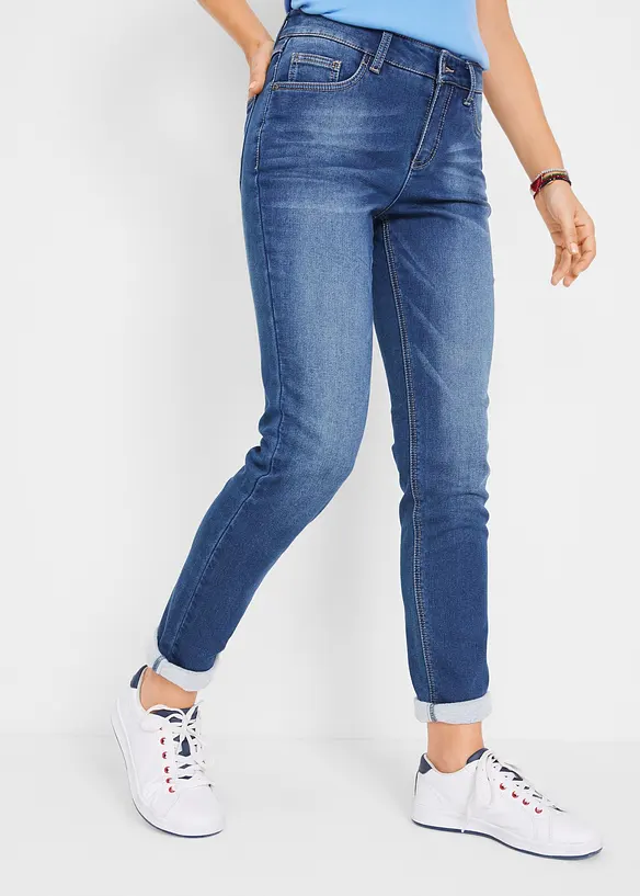 Leichte Boyfriend-Jeans mit weicher Innenseite in blau von vorne - bonprix Leichte Boyfriend-Jeans mit weicher Innenseite in blau von vorne - bonprix