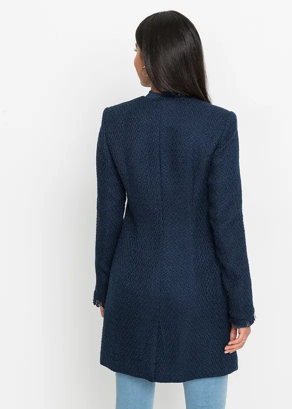 Bouclé Longblazer in blau von hinten (im Anschnitt) - bonprix