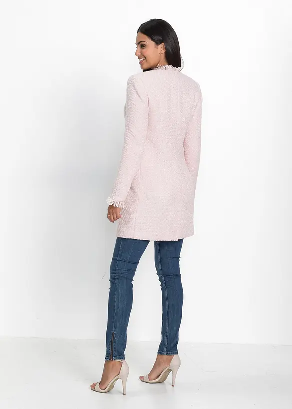 Bouclé Longblazer in rosa von hinten (im Anschnitt) - bonprix