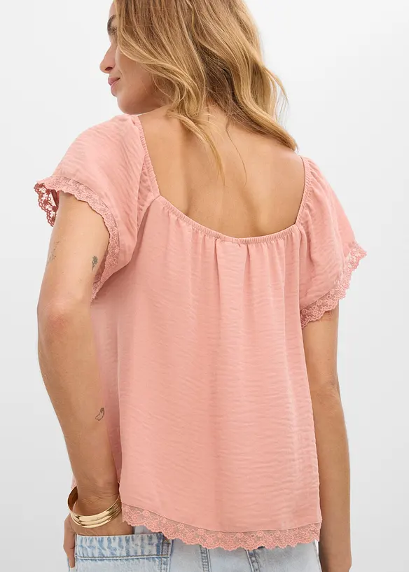 Blusentop aus leichtem Crêpe	 in rosa von hinten (im Anschnitt) - bonprix