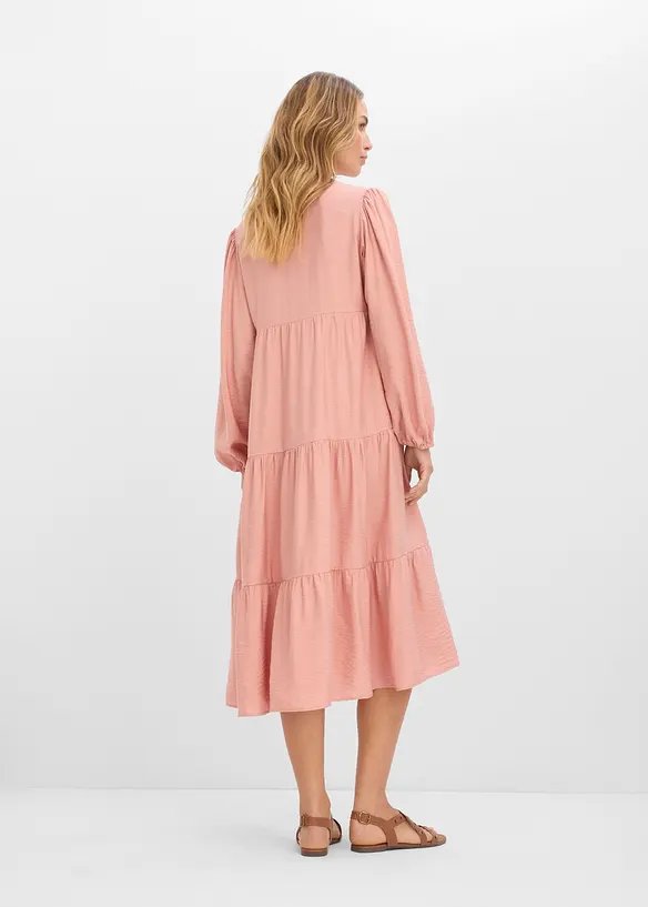 Midikleid aus softem Viskose-Mix in rosa von hinten (Totalaufnahme) - bonprix Midikleid aus softem Viskose-Mix in rosa von hinten (Totalaufnahme) - bonprix