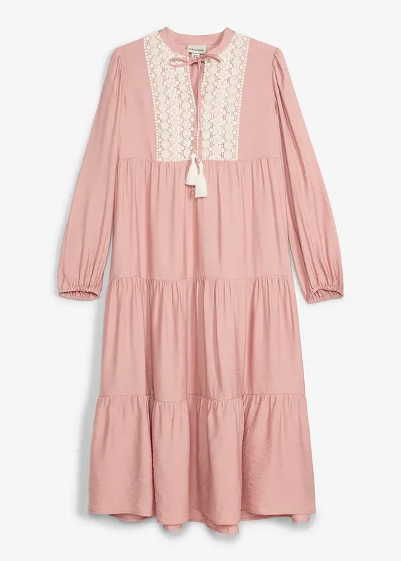 Midikleid aus softem Viskose-Mix in rosa von vorne - bonprix Midikleid aus softem Viskose-Mix in rosa von vorne - bonprix