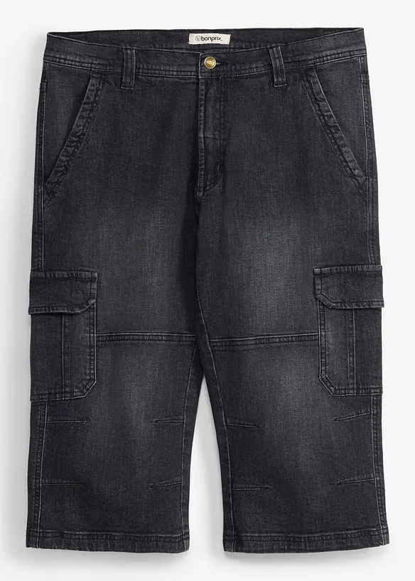 Regular Fit 3/4 Cargojeans, Straight in schwarz von vorne - bonprix