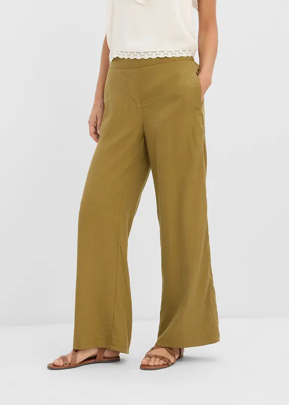 Palazzo-Hose aus Viskose-Mix in grün von vorne - bonprix