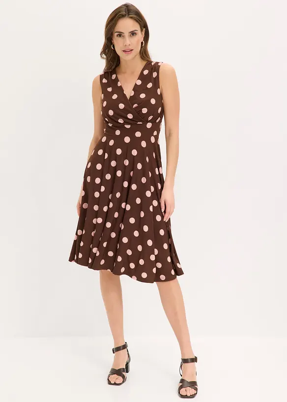 Shirtkleid mit Punkten in braun von vorne (Totalaufnahme) - bonprix