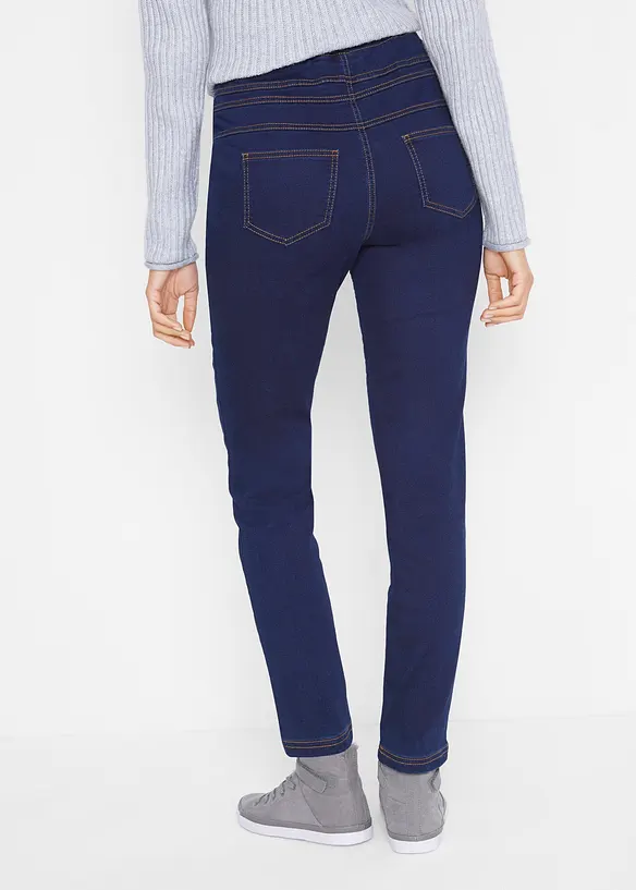 Wärmende Jeggings High Waist, Bequembund in blau von hinten - bonprix