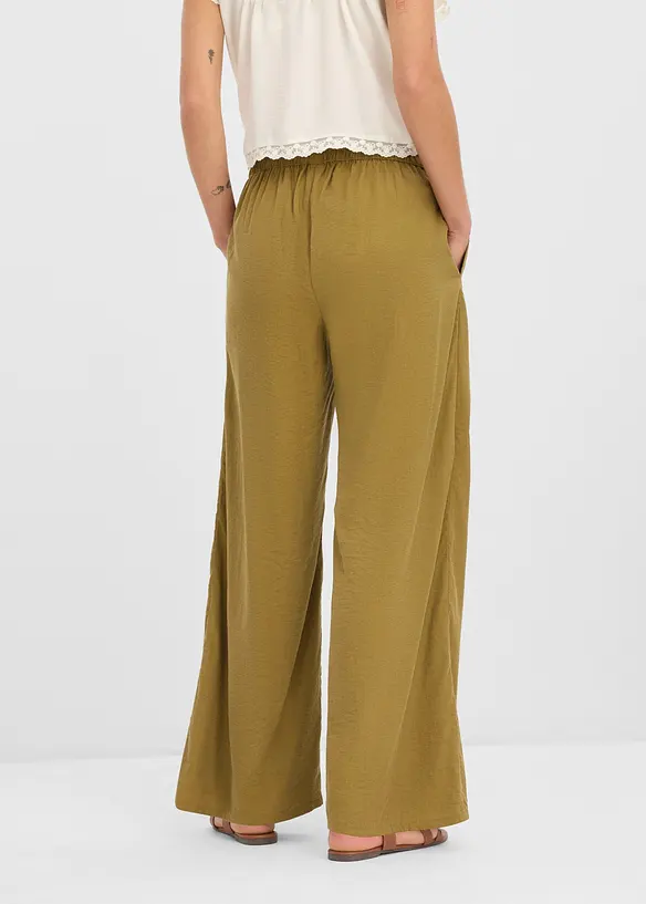 Palazzo-Hose aus Viskose-Mix in grün von hinten - bonprix