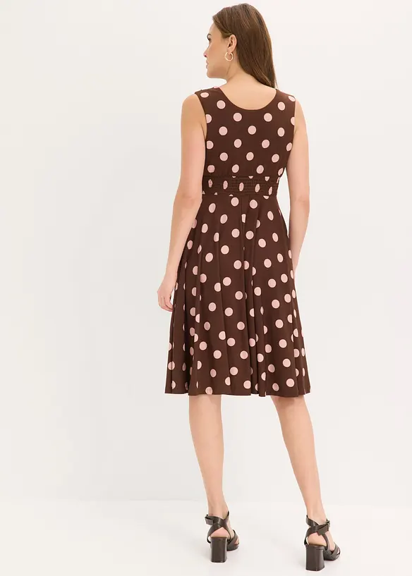 Shirtkleid mit Punkten in braun von hinten (Totalaufnahme) - bonprix