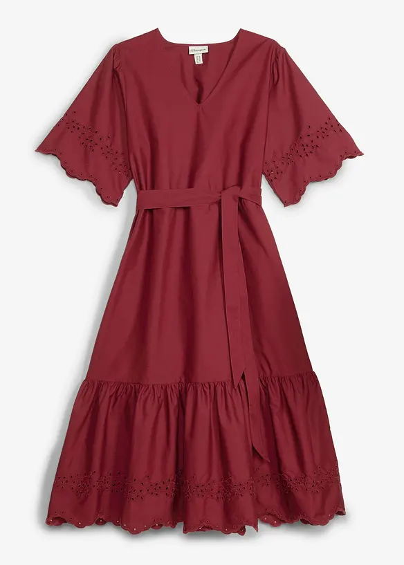 Midikleid aus reiner Baumwolle in rot von vorne - bonprix Midikleid aus reiner Baumwolle in rot von vorne - bonprix