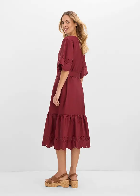 Midikleid aus reiner Baumwolle in rot von hinten (Totalaufnahme) - bonprix Midikleid aus reiner Baumwolle in rot von hinten (Totalaufnahme) - bonprix
