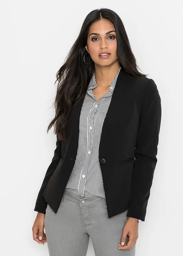 Blazer in schwarz von vorne (im Anschnitt) - bonprix