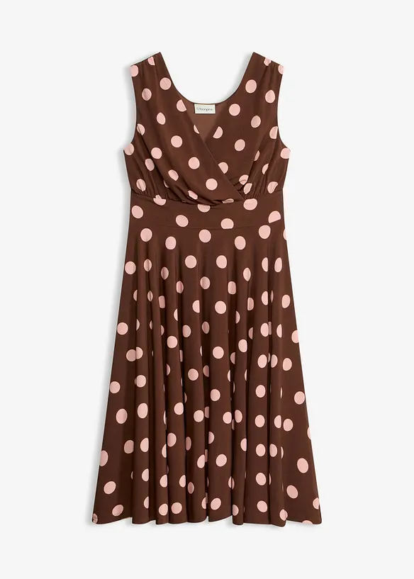Shirtkleid mit Punkten in braun von vorne - bonprix