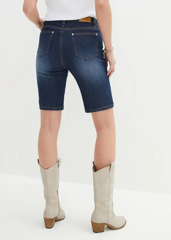 Jeans Bermuda Slim Fit Mid Waist in blau von hinten - bonprix