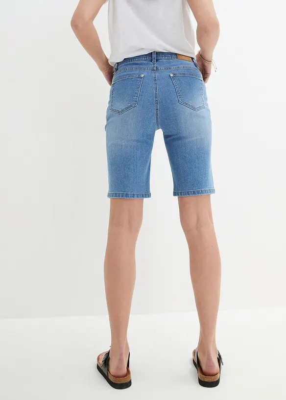 Jeans Bermuda Slim Fit Mid Waist in blau von hinten - bonprix
