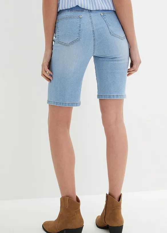 Jeans Bermuda Slim Fit Mid Waist in blau von hinten - bonprix