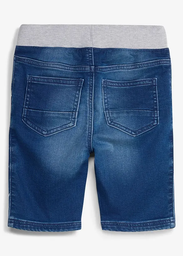 Sweatjeans-Schlupfbermuda, Regular Fit in blau von hinten - bonprix