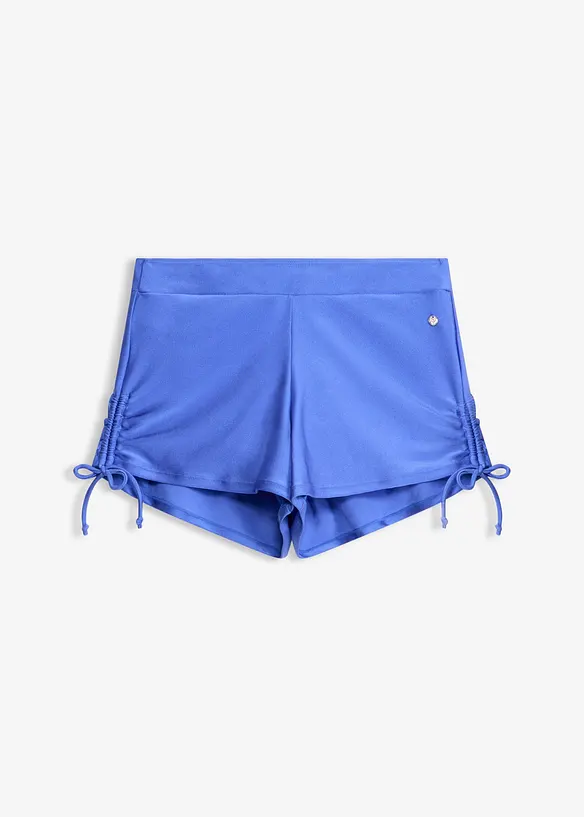 Badeshorts mit Innenslip aus glänzendem Material in blau von vorne - bonprix