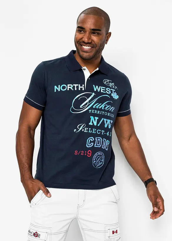 Poloshirt, Kurzarm aus Jersey in blau von vorne (im Anschnitt) - bonprix