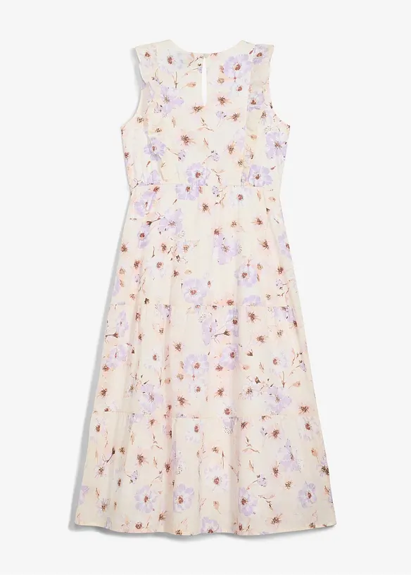 Maxikleid aus reiner Baumwolle in beige von hinten - bonprix