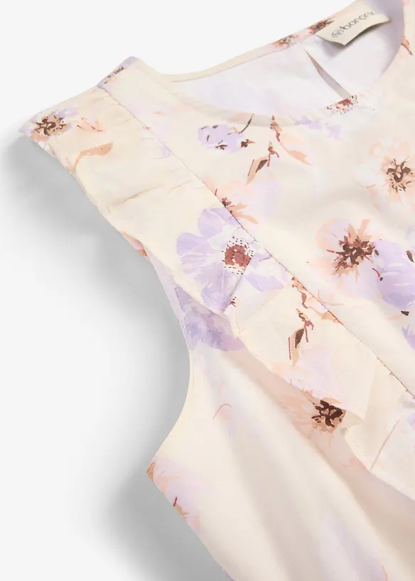 Maxikleid aus reiner Baumwolle in beige - bonprix