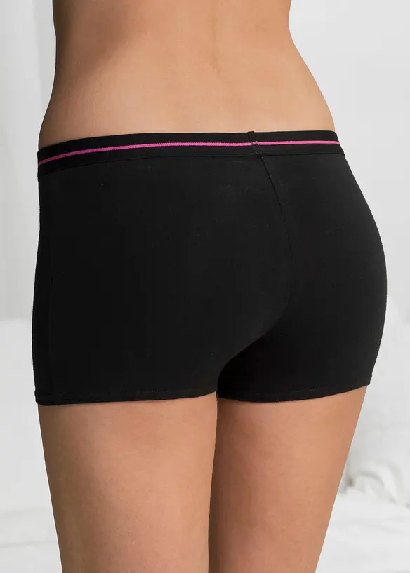 Damen Boxer mit weicher Baumwolle (4er Pack) in schwarz von hinten - bonprix