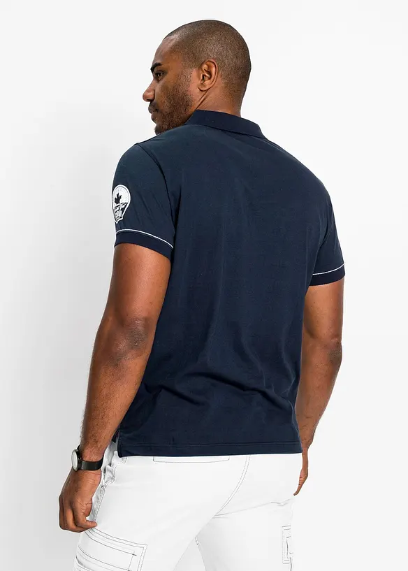 Poloshirt, Kurzarm aus Jersey in blau von hinten (im Anschnitt) - bonprix