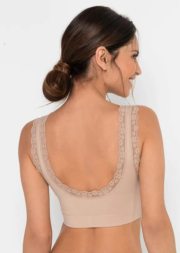 Feel Comfort Seamless Bustier (2er Pack) in beige von hinten (im Anschnitt) - bonprix