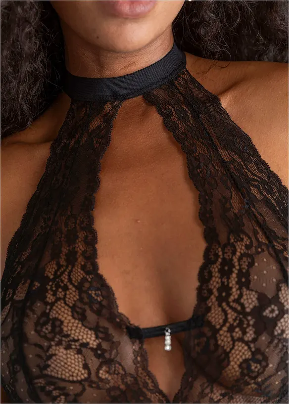 Stringbody ouvert in schwarz (Detailaufnahme) - bonprix