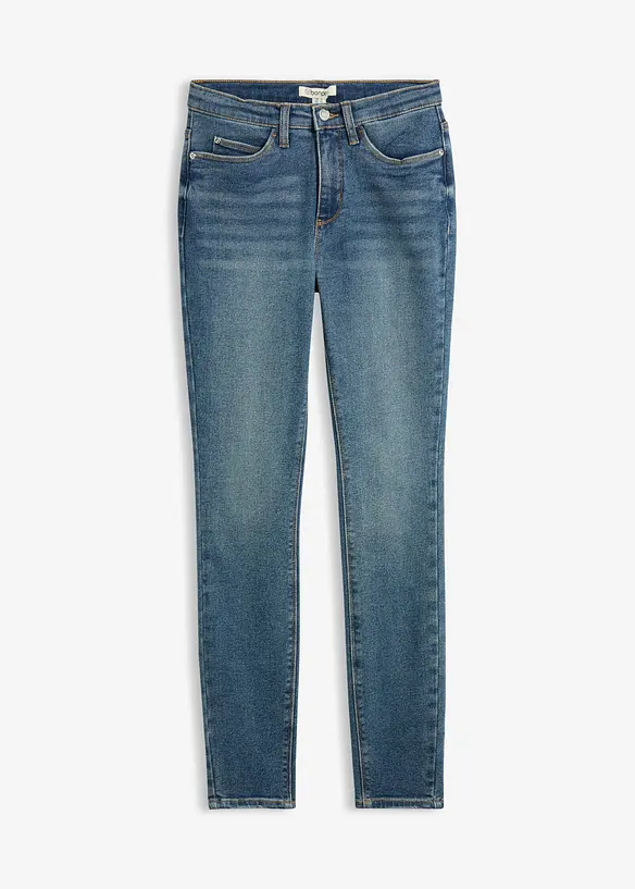 Slim-Fit-Jeans High Waist in blau von vorne - bonprix