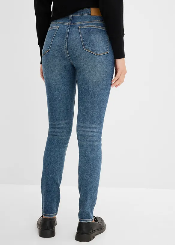 Slim-Fit-Jeans High Waist in blau von hinten - bonprix