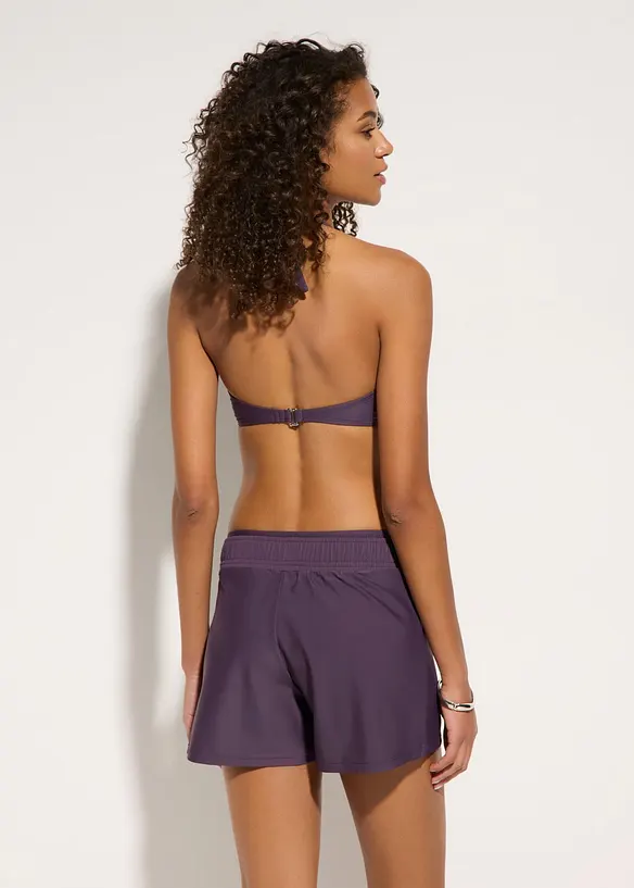 Bikini und Badeunterteil (3-tlg.Set) in lila von hinten (Totalaufnahme) - bonprix